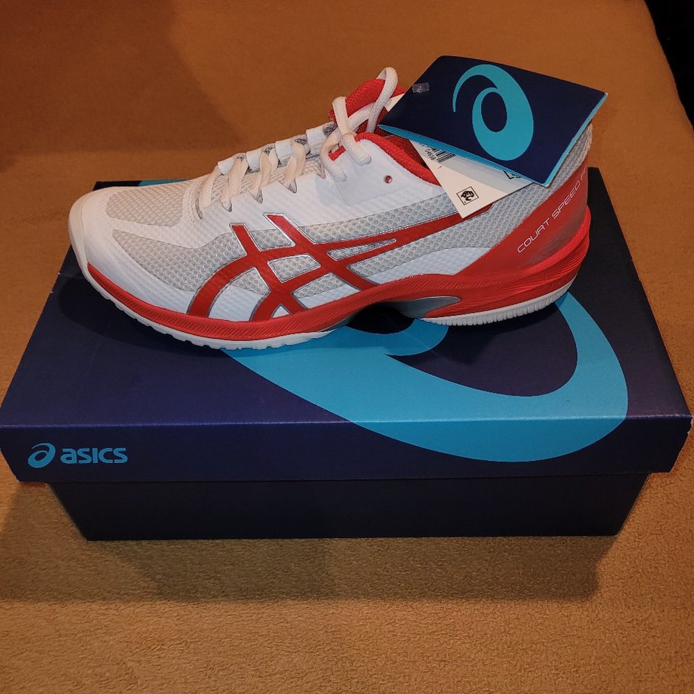 New in Box Asics Court Speed FF Women's White Fiery Red 8.5 8 1/2